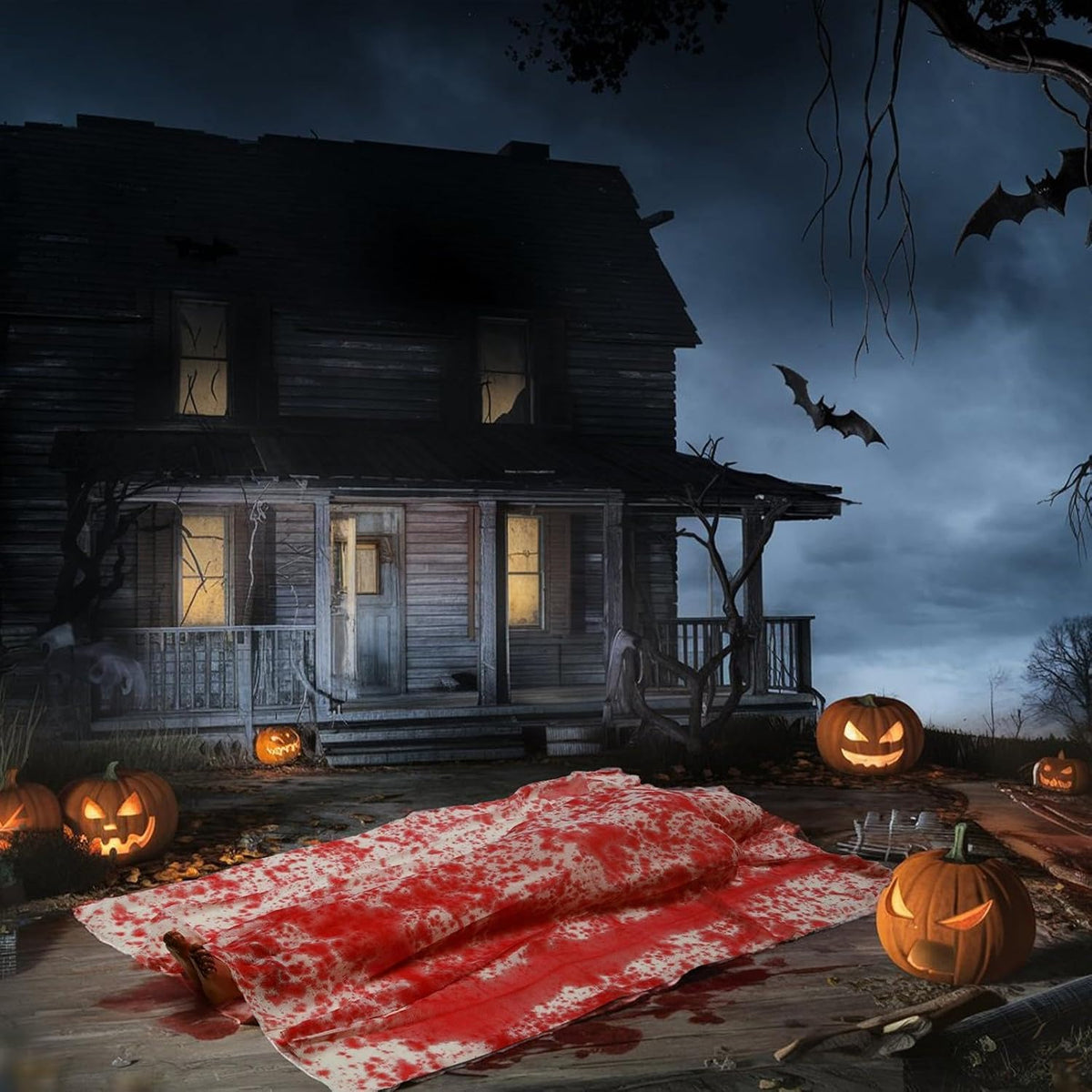 Halloween Decor – 5FT Bloody Corpse Prop, Lifesize Scary Dead Body Decoration...