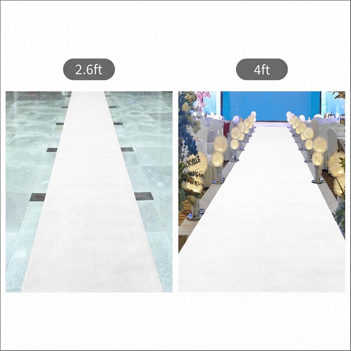4ftx30ft White Aisle Runner for Wedding,350GSM Thickening Felt