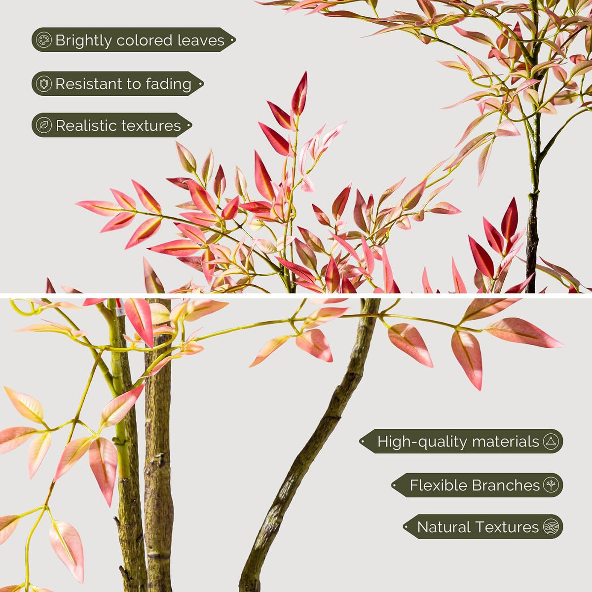 4.6ft Faux Bamboo Tree Artificial Nandina Tree Artificial Indoor Plants Reali...