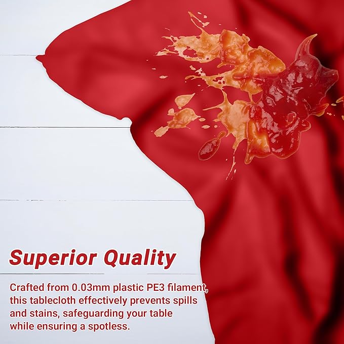 12 PCS Red Disposable Plastic Tablecloth, Party Red Plastic Table Cloth Disposable, Waterproof Smooth Table Cover, 54 X 108 IN Table Cloth Rectangle Table for Outdoor Events Birthdays Weddings Picnics