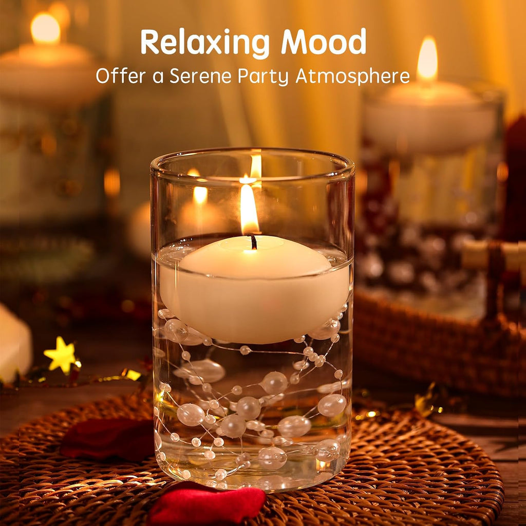 36 Pack Floating Candles,2 inch Ivory Unscented Dripless Floating Candle for Centerpieces,5-6H Burning 2" Water Candles Bulk for Cylinder Vases,Weddings,Christmas Party,and Holiday