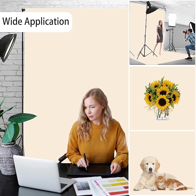 Cream Photography Backdrop for Photoshoot, Photo Backdrop Curtain, Perfect Cream Backdrops for Party Portrait Photoshoots Video Studio 10FTx20FT