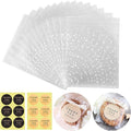 Self Adhesive Cookie Cellophane Treat Bags with Seal 4x4 Inches, 4 Mils Self Sealing Resealable Plastic Packaging Bags with Thank You Labels for Gift Giving Party Favor Bakery Candy Chocolate 100 Pcs