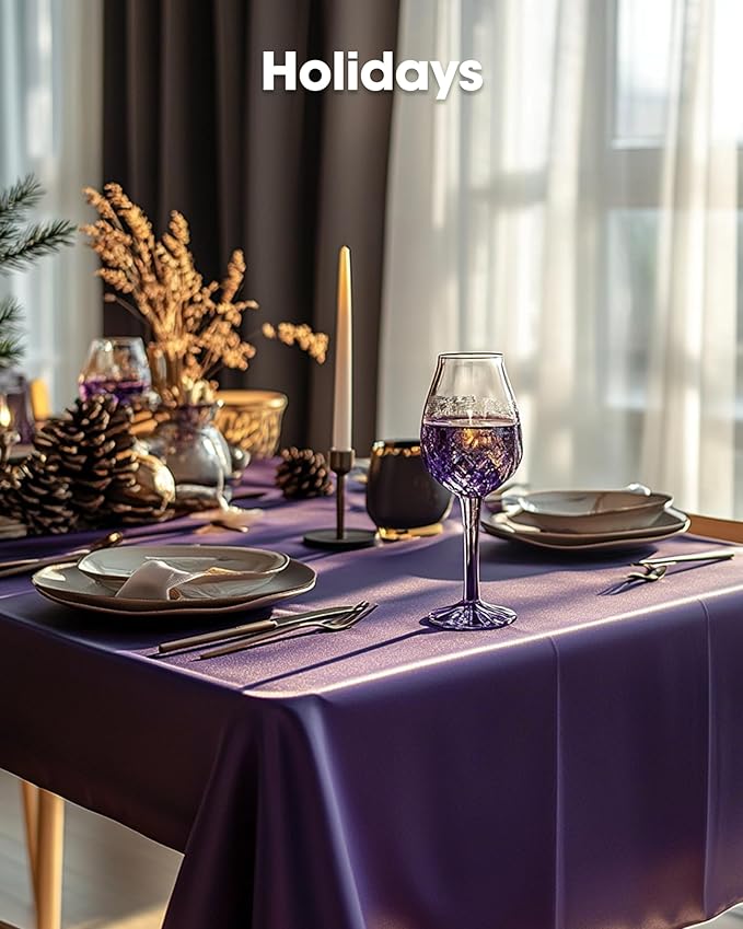 Pureegg Plastic Table Cloth Disposable 10 Pack, 54 x 108 Inch Table Cloths, Halloween Party Decorations, Summerween Decor, Halloween Tablecloths, Rectangle, Plastic Cover, Leakproof & Sturdy, Purple