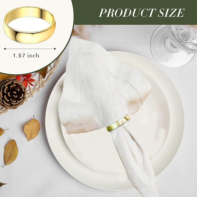 Gold Napkin Rings-10 Pcs Stainless Steel Napkin Rings,Metal Napkin Ring for Table Settings Wedding Christmas Party Dinner Table