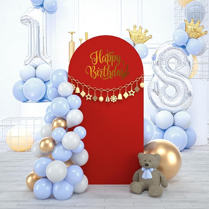 bricia Wedding Arch Backdrop Stand Cover, 6.6FT Double Sided Stretchy Arch Cover Fitted Wedding Birthday Party Banquet Decoration (Red 79.2''Lx39.6''W)