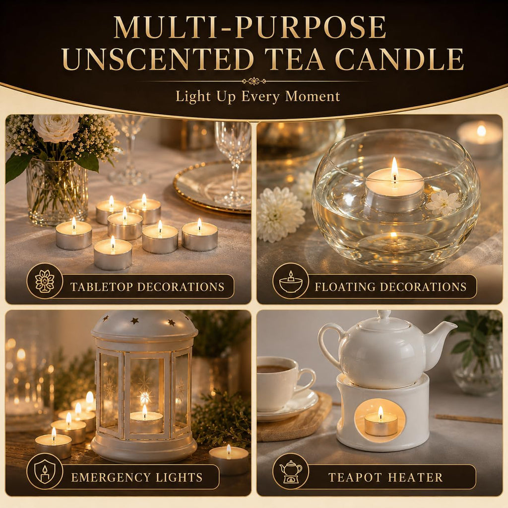 Tealight Candles - Tea Lights Candles Unscented Tea Tree Lights Mini Votive with Cotton Wick for Decorating Home,Pool,Shabbat,Wedding,Emergencies,Christmas,Halloween,Parties, Spas