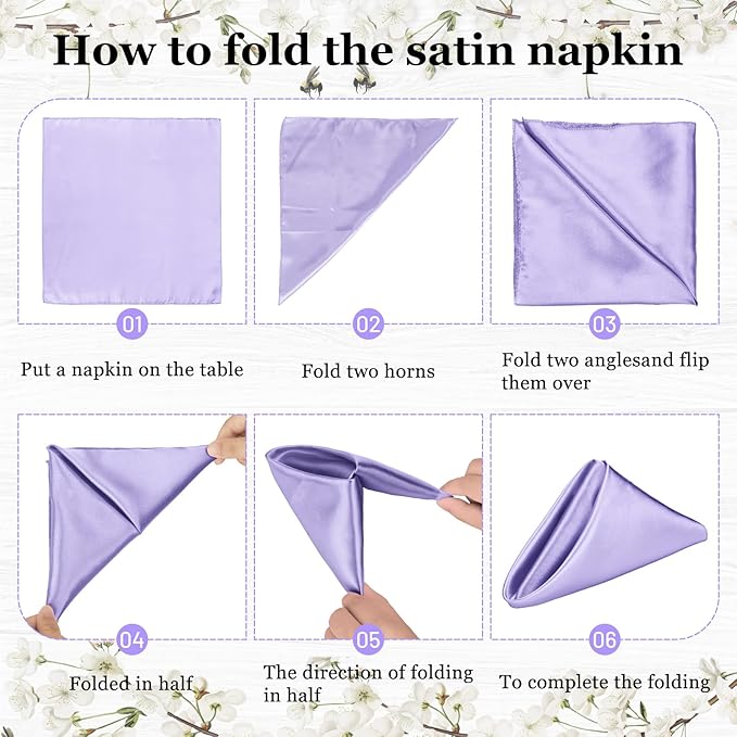 Bailarina 80 Pack Lavender Satin Napkins,17x17 Inches Wedding Napkins Square Soft Silky Table Napkins Bulk Decorative Elegant Cloth Napkin for Party Decoration, Banquet,Wedding,Graduation