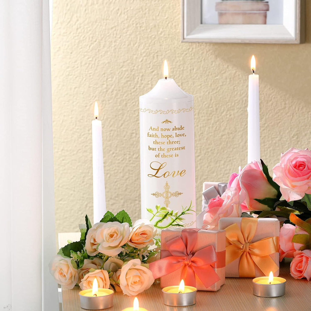 Frienda Unity Candles for Wedding Ceremony Set Wedding Unity Taper Candles Catholic Religious Ceremony Accessories(Charming Style)