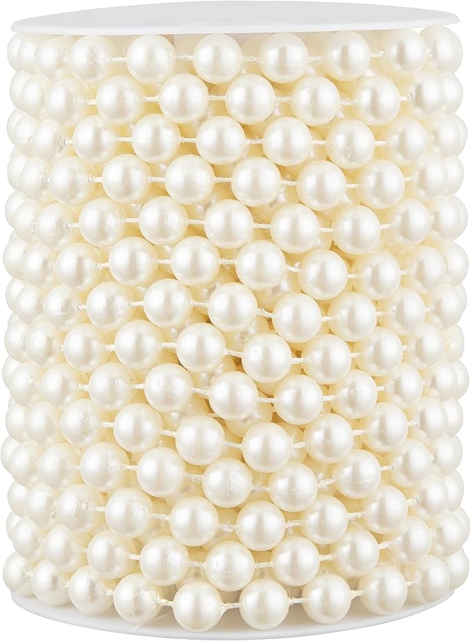 33 Feet Faux Pearl Beads Garland 10mm Craft String Pearls for Wedding Centerpiece Christmas Tree and Flowers Decoration DIY(Ivory)
