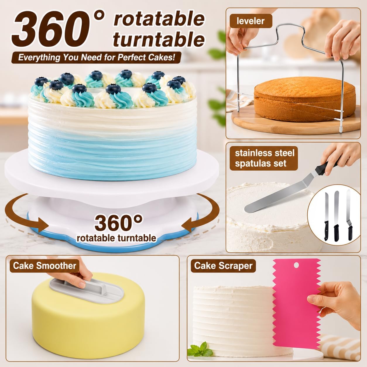 Cake Decorating Kits 567 PCS Baking Set with Springform Pans Set, Rotating Turntable, Decorating Tools, Cake Baking Supplies for Beginners and Cake Lovers (567 PCS Cake Decorating Kits)