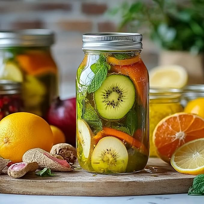ComSaf 24 oz Mason Jars Regular Mouth 6 Pcs, Large Canning Jars with Seal Bands, 24 oz Glass Jar with Lid for Jams, Sauces, Juice, Coffee, Pickling, Fruit, Dessert, Kitchen Storage