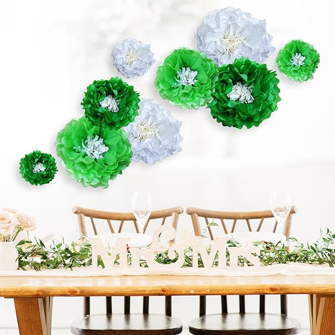 Green Paper Flowers Decoration for Boho Wedding, Birthdays, Bridal or Baby Showers,Engagement, Greenery Party Decor