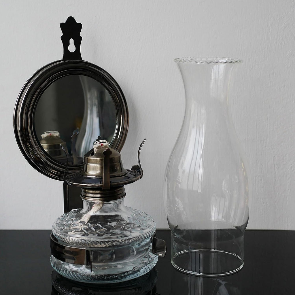 Oil Lamp Chimney 3 Inch Base by 8 1/2 Inch Height Kerosene Lamp Shade Tall Hurricane Lamp Glass Replacement Crimped Top Chimney for Oil and Kerosene Style Lamps