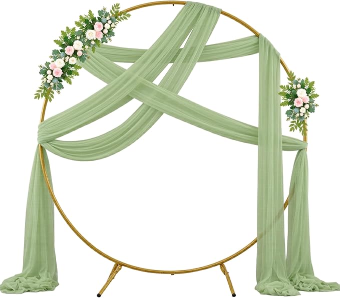 Wedding Arch Draping Fabric Backdrop 1 Panel 30" x 19Ft Sage Green Drapes Curtains for Wedding Reception Sheer Tulle Backdrop Curtain for Ceremony Birthday Party Baby Shower Arbor Ceiling Decorations