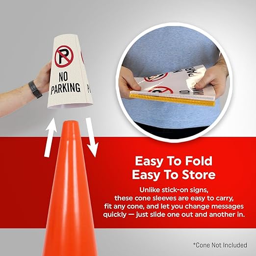 SmartSign No Parking Cone Message Sleeve, Bright Reflective [Cone Not Included]