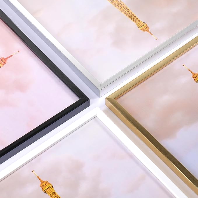 upsimples 5x7 Picture Frame Set of 3, Made of High Definition Glass for 5 x 7 Black Frames, Wall and Tabletop Display Thin Border Photo Frame for Home Décor