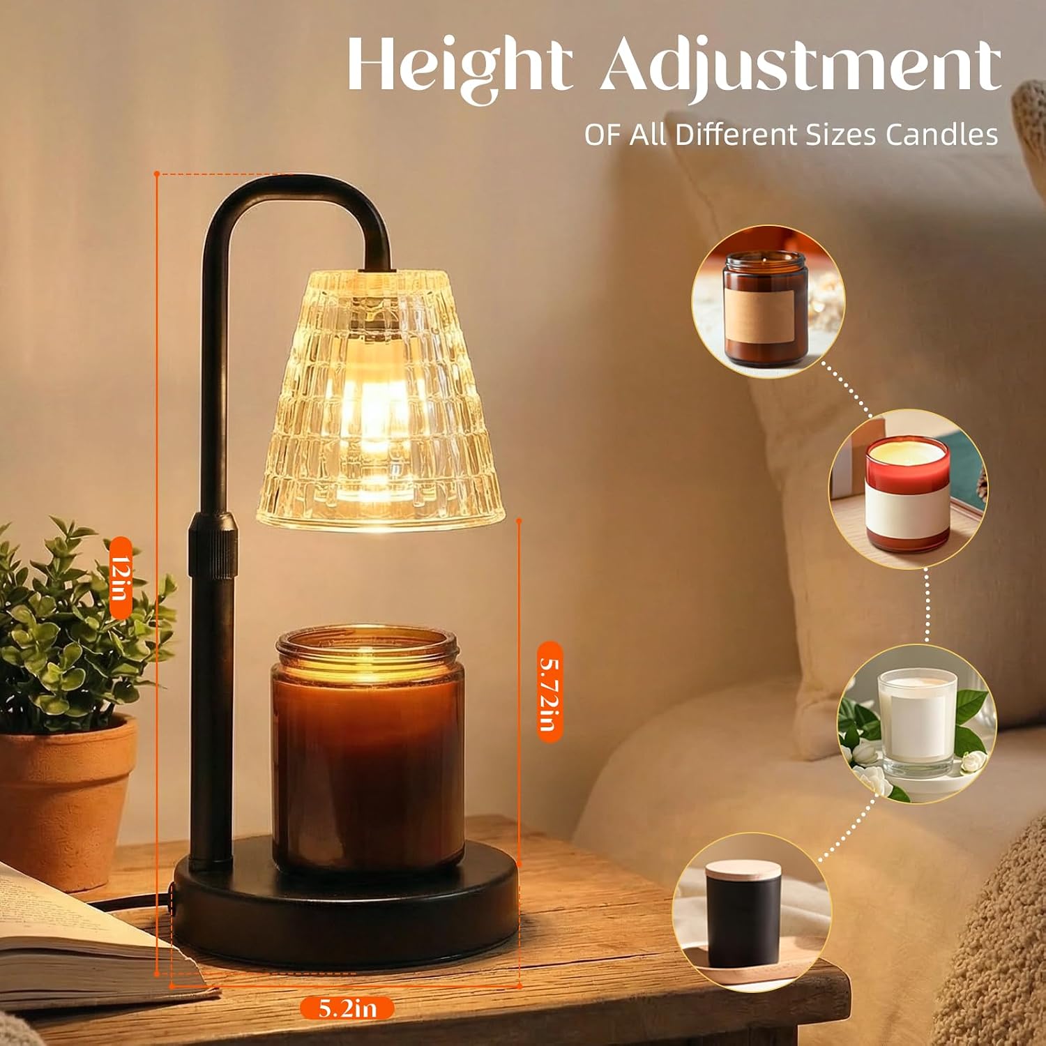 Glimra Candle Warmer Lamp, Candle Warmer Lamp with Timer, Dimmable | for Jar Candles Candle Warmer Birthday Gifts,for Mom Women Friend Sister,Office Apartment Dorm Room Home Decor Black