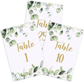 Zonon 26 Pieces Wedding Table Numbers Cards 1-25 with Head Table Numbers Greenery Eucalyptus Double Sided Cards Party Centerpiece for Wedding Reception Baby Shower Birthday Bridal Party(Gold)