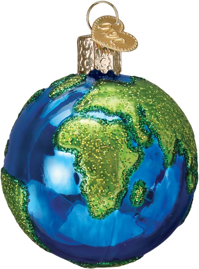 Old World Christmas Planet Earth Glass Blown Ornament for Christmas Tree, Handcrafted Holiday Decoration, Outer Space Collection