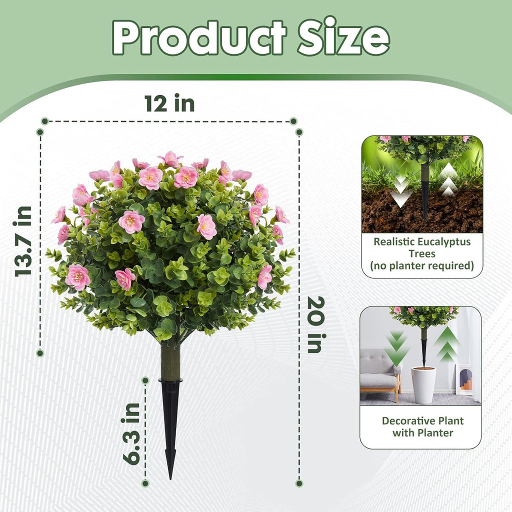 mgwill 20" artificial camellia topiary ball tree with, close-up detail