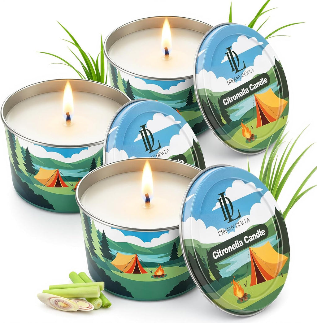Citronella Candle for Outdoor 3 Pack, 2.2oz Mini Citronella Scented Candles for Outdoor Camping, Natural Soy Wax with Essential Oils, Portable Tin for Patio Backyard Hiking