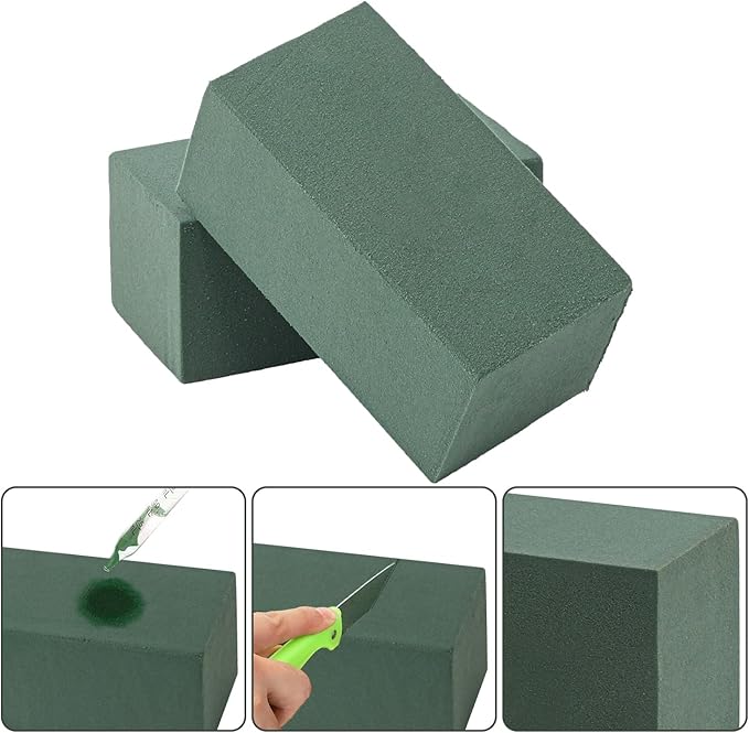 IHDYPPEW 20 PCS Green Floral Foam Blocks, 6"L x 3"W x 2.5"H Floral Foam for Flower Arrangements, Dry and Wet Florist Foam for Flowers, Flower Foam Bricks for Flowers Business, Outdoor, Weddings