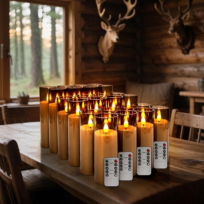 24-Pack Grey LED Flameless Pillar Candles with Remote Control - Perfect for Home, Parties, and Special Festivals Decorations - Indoor/Outdoor