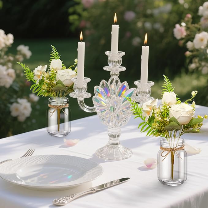 12 Pcs Mason Jar Table Centerpiece Floral Table Centerpiece Vases with Flower for Wedding Reception Party Decor