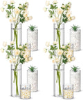 Nuogo 12 Pcs Plastic Cylinder Vases Tall Clear Flower Vases for Centerpieces Hurricane Candle Holder for Home Wedding Office Party Formal Dinners Decorations (4''/6''/8'')