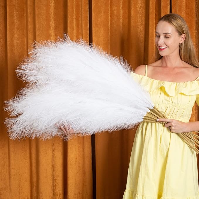 EVODIS Pampas Grass Decor Tall, 43"/110cm Faux Pampas Grass 6 Stems Large Pompass Grass Branches Tall Bulk Boho Flower Arrangement for Home Room Wedding Party Decor (White)
