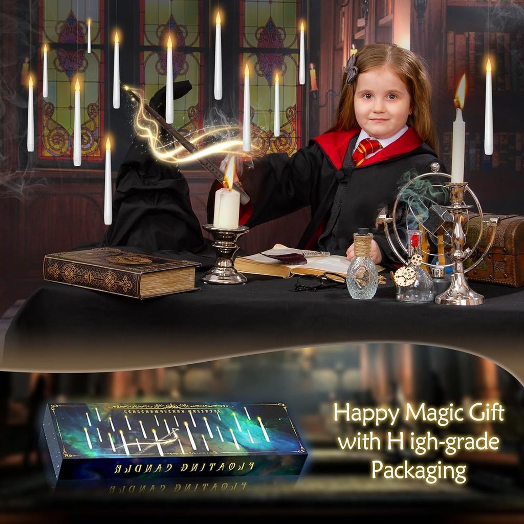 kakoya flameless floating candles with wand，20 pcs magic shown in use