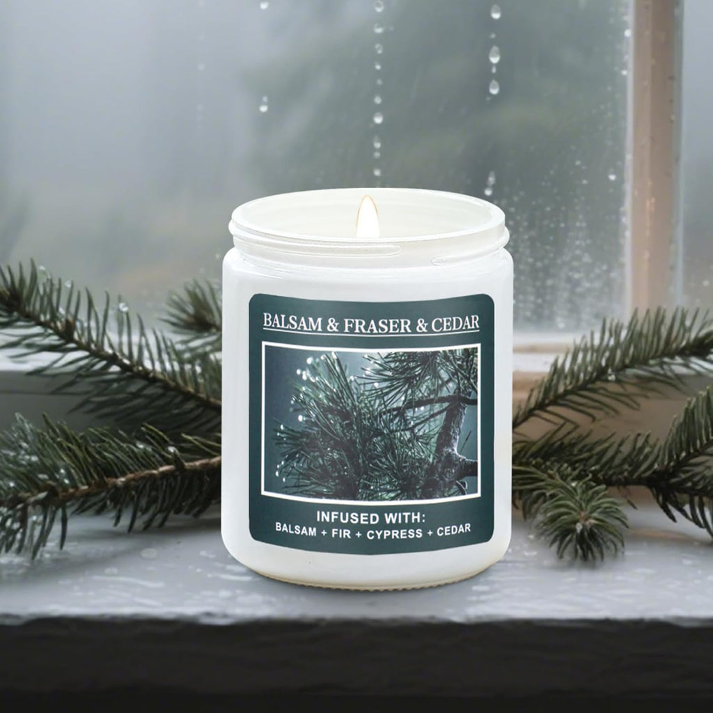Homsolver Christmas Tree Fir Pine Candles, Christmas Holidays Balsam Candles, Balsam & Fraser & Cedar Scent with 50+ Hours Burning Time, Unique Gifts for Women