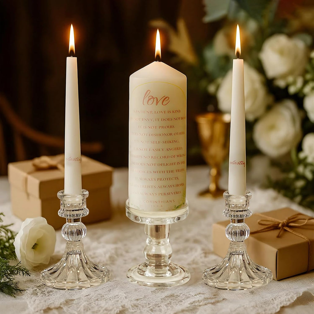 Unity Candle with Holder,Unity Candles for Wedding,Unity Candles,Wedding Candles for Ceremony witih 6.4FT Ribbon,Suitable for Weddings,Anniversaries or Special Events
