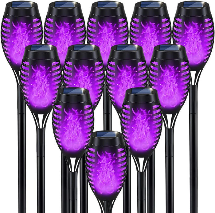 Halloween Decorations Outdoor Flickering Flame Purple Halloween Solar Light