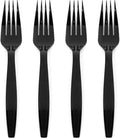 Prestee 100 Black Plastic Forks Heavy-Duty, Heavyweight Plastic Silverware Forks, Fancy Cutlery, Elegant Disposable Forks Pack, Bulk Disposable Flatware, Christmas Holiday Plastic Utensils Set