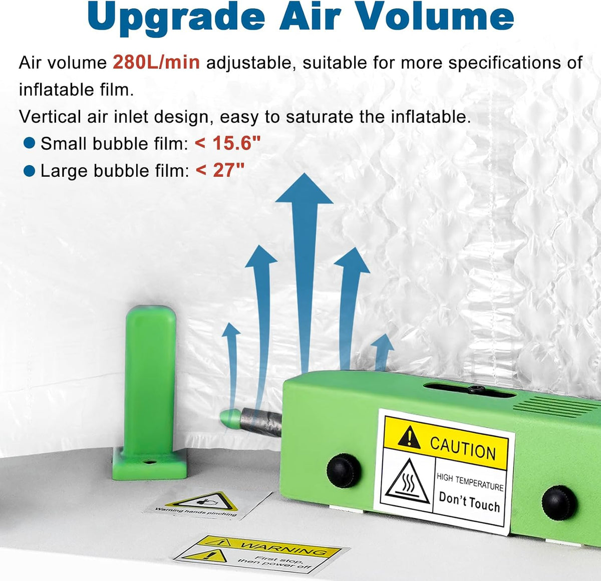 Air Cushion Machine 30ft/min Bubble Wrap Machine 280L/min Air Pillow Maker fo...