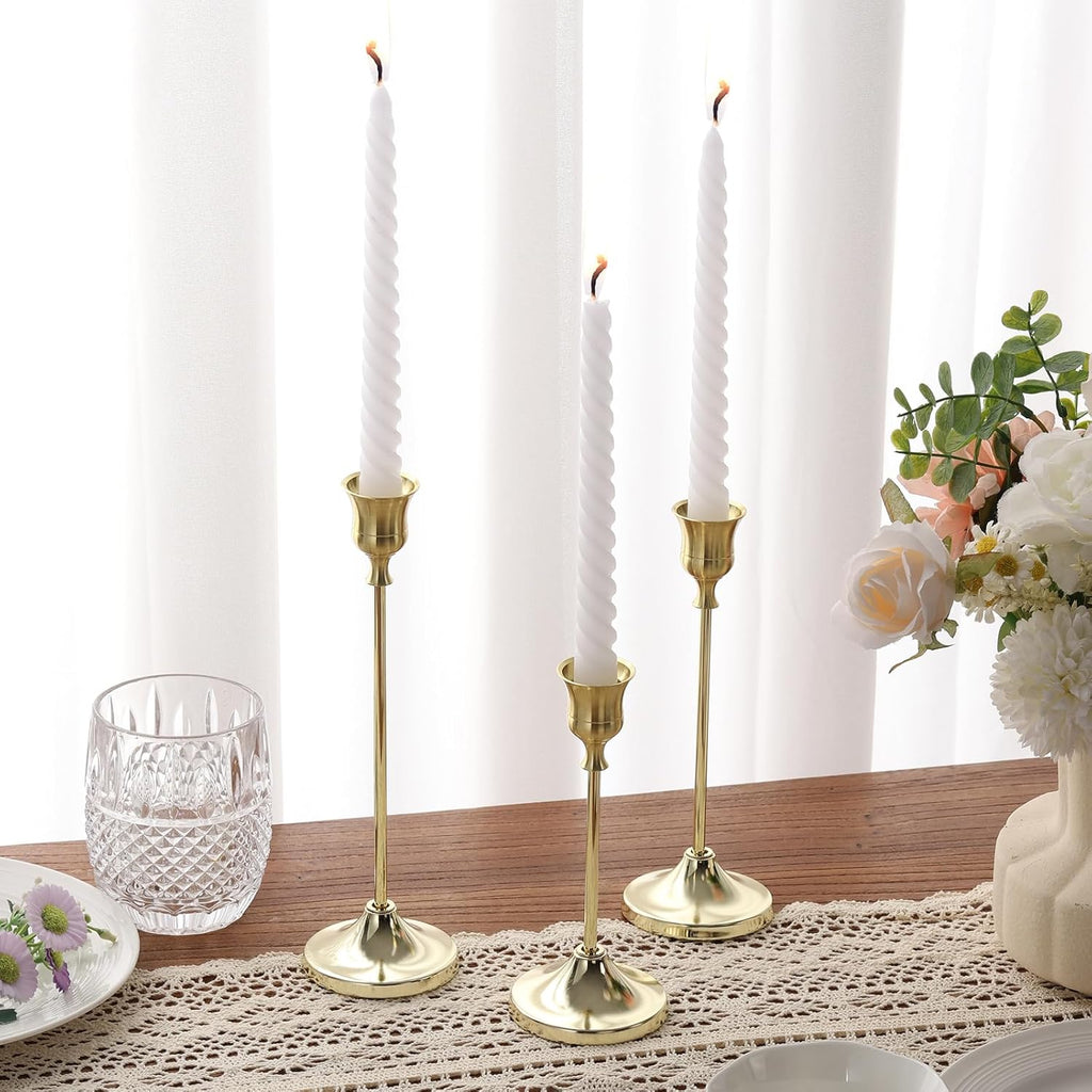 Candlestick Holders 6PCS, Metal Taper Candle Holder, Gold Candle Holders for Pillar Candles, Candle Holder for Wedding Fireplace Mantel Housewarming Gift