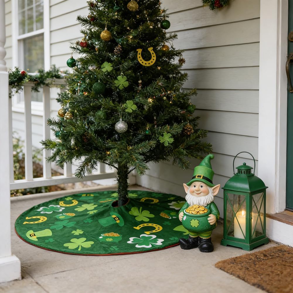 YEAHOME Valentines Day Decorations for Tree Skirt, 36" Love Heart Pattern Tree Skirts for Valentines Day Decor, Double-Sided St Patricks Day Clover Tree Skirt for Holiday Party Decorations