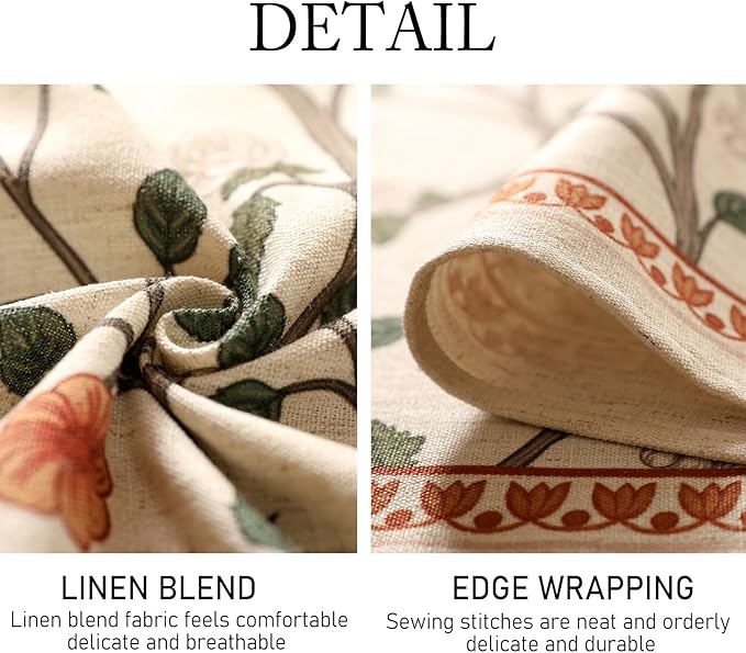 ISAENNE Designer Floral Small Round Tablecloth,French Linen Light Beige Indoor Table Cloth,Fall Wrinkle Resistant Decor Tablecloths for Dining Thanksgiving Kitchen Party,Diameter 55"-Flora A