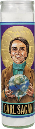 The Unemployed Philosophers Guild Carl Sagan Secular Saint Candle - Unscented 8 Inch Tall Glass Prayer Votive, Made in The USA