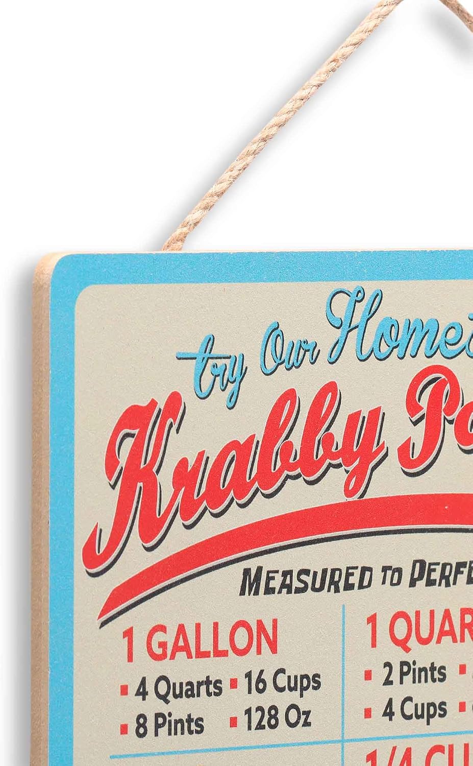 SpongeBob SquarePants Krabby Patty Kitchen Hanging Wood Measuring Sign - Fun SpongeBob Kitchen Conversion Chart for Home