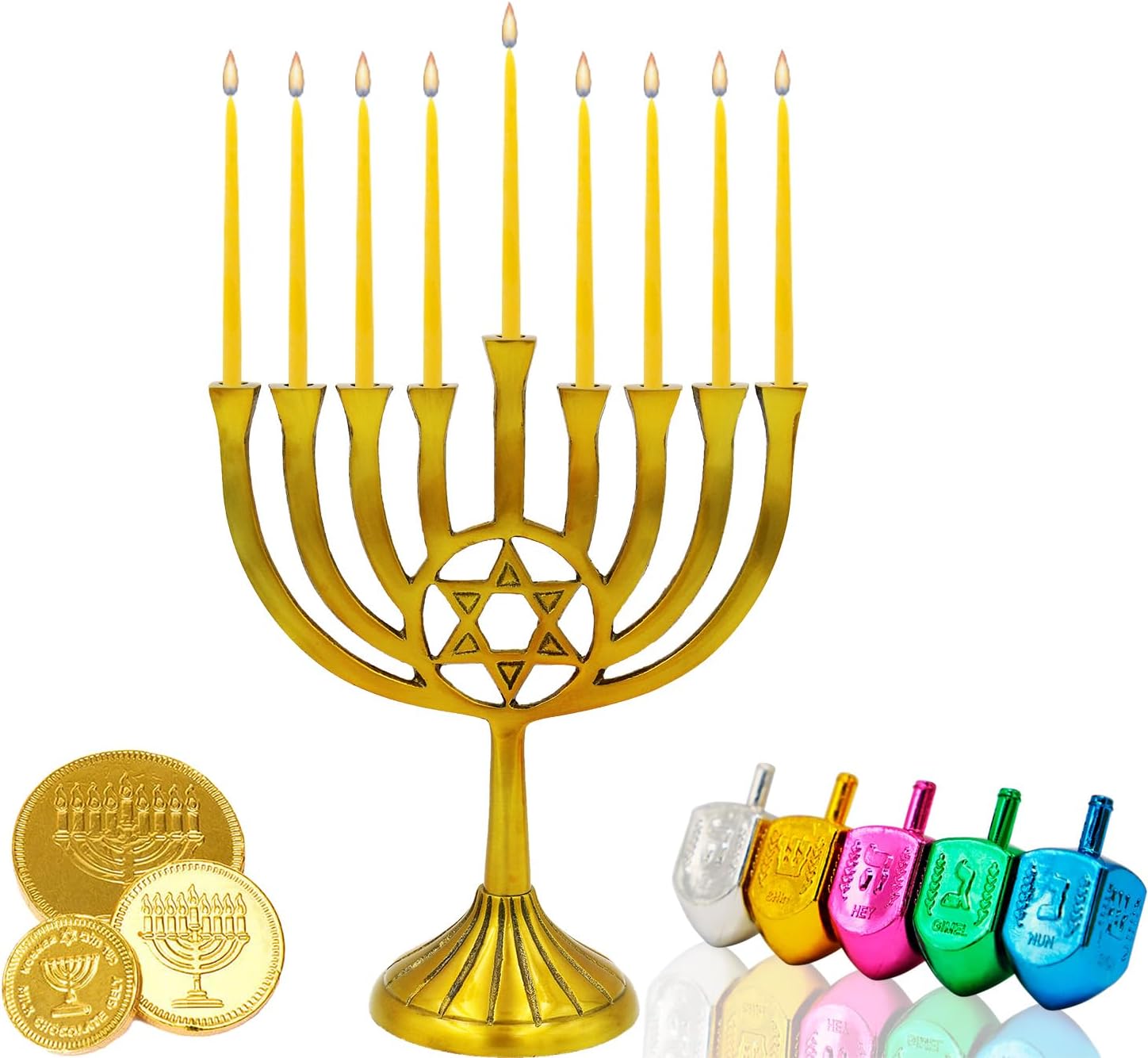 Natural Beeswax Hanukkah Candles, Hand-Made Chanukkah Menorah 45 Yellow Candles for All 8 Nights Fits Most Menorah Burn Time 1-Hour
