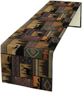 Rustic Cabin Bear Aztec Table Runner, Retro Brown Bear Rustic Theme Geometry Decoration for Home Dinner Party Living Room Bedroom Table Runner 13x36 Inch