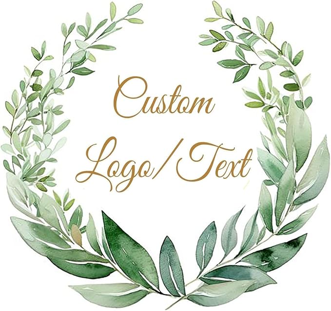 Custom Stickers for Weddings, Birthdays & Businesses - Personalized Labels with Your Logo - Waterproof, Fade and Heat Resistant - Pack of 100-1000 (Wreath D, 3.5 Inch)