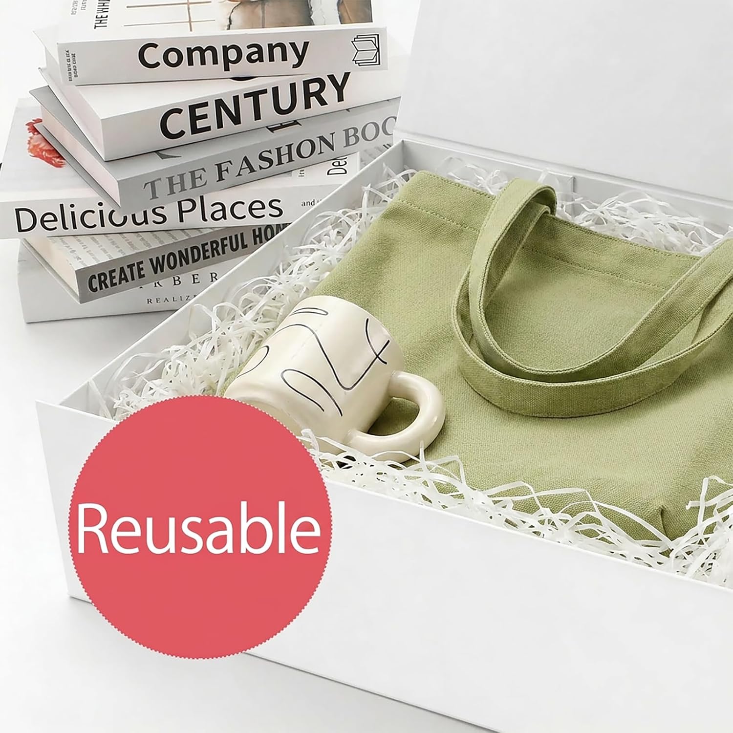 Extra Large Gift Box with Lid 16.3x14.2x5 Inches, White Magnetic Gift Box for Clothes and Large Gifts (Matte White)