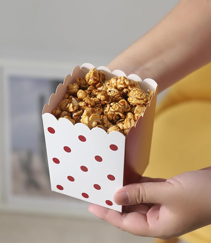 Winoo Design 100 PK Mini Popcorn Boxes Bulk Paper Popcorn Bowl Containers Holders for Party, Movie Night Decorations