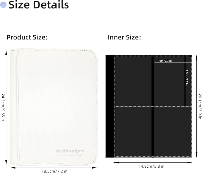 4 Pockets Premium Card Binder 160 Cards Trading Card Binders No Ring Card Storage Display Album(4 Pocket 160 Card Slot,White)