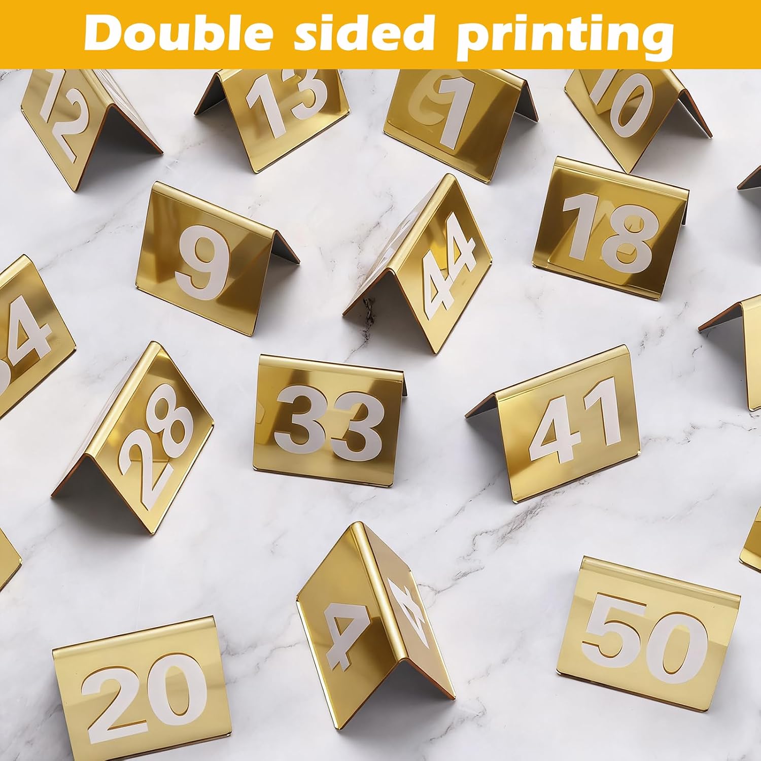 Gold Table Numbers 1-50 Acrylic Tent Style Table Number Card Signs Perfect for Restaurant Wedding Reception Party Events
