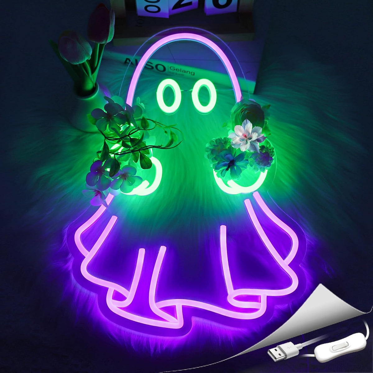 Neon Sign, Ghost Neon Signs for Wall Decor LED Signs Neon Light